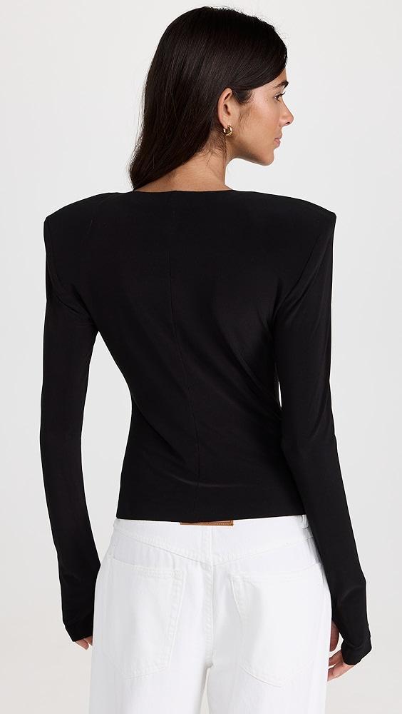 Norma Kamali Shoulder Pad Long Sleeve Crew Top | Shopbop Product Image