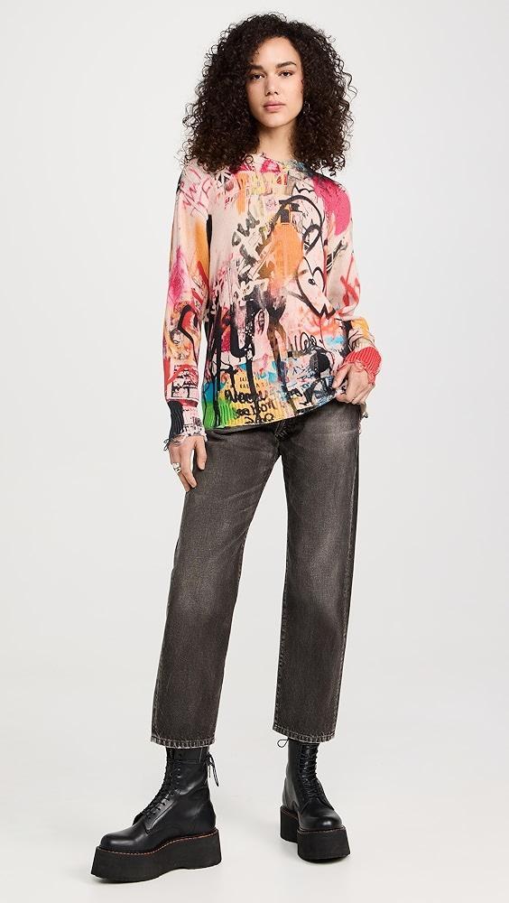 R13 Printed Boyfriend Sweater | Shopbop product image