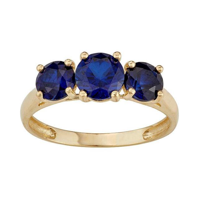 Designs by Gioelli 10k Gold 3-Stone Ring, Womens London Blue Topaz Product Image