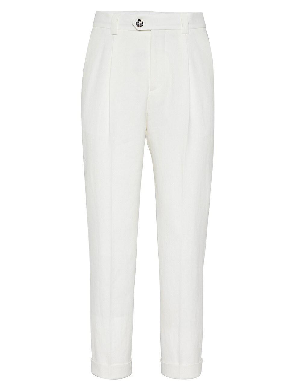 Mens Twisted Linen Leisure Fit Trousers With Pleat Product Image