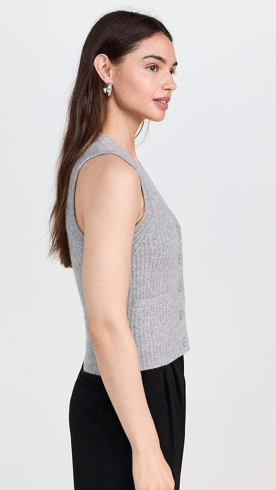 White + Warren Cashmere Ribbed Button Vest | Shopbop Product Image