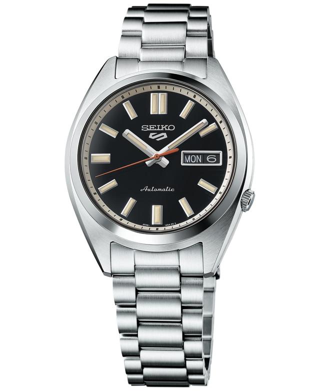 Seiko Mens Automatic 5 Sports Midsize Stainless Steel Bracelet Watch 37mm - Black Product Image