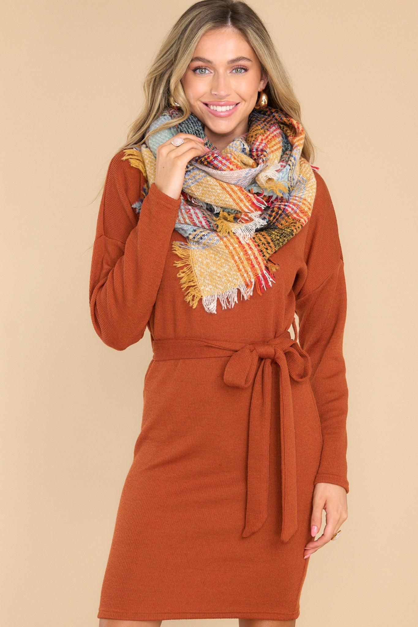 All Fall Long Rust Sweater Dress Red Product Image