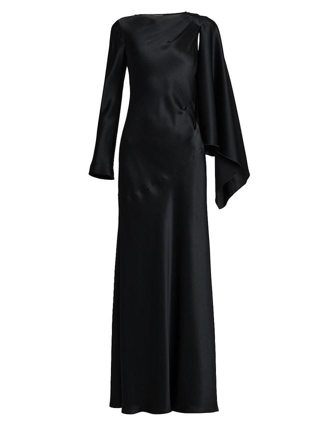 Womens Cape-Sleeve Satin Dress Product Image