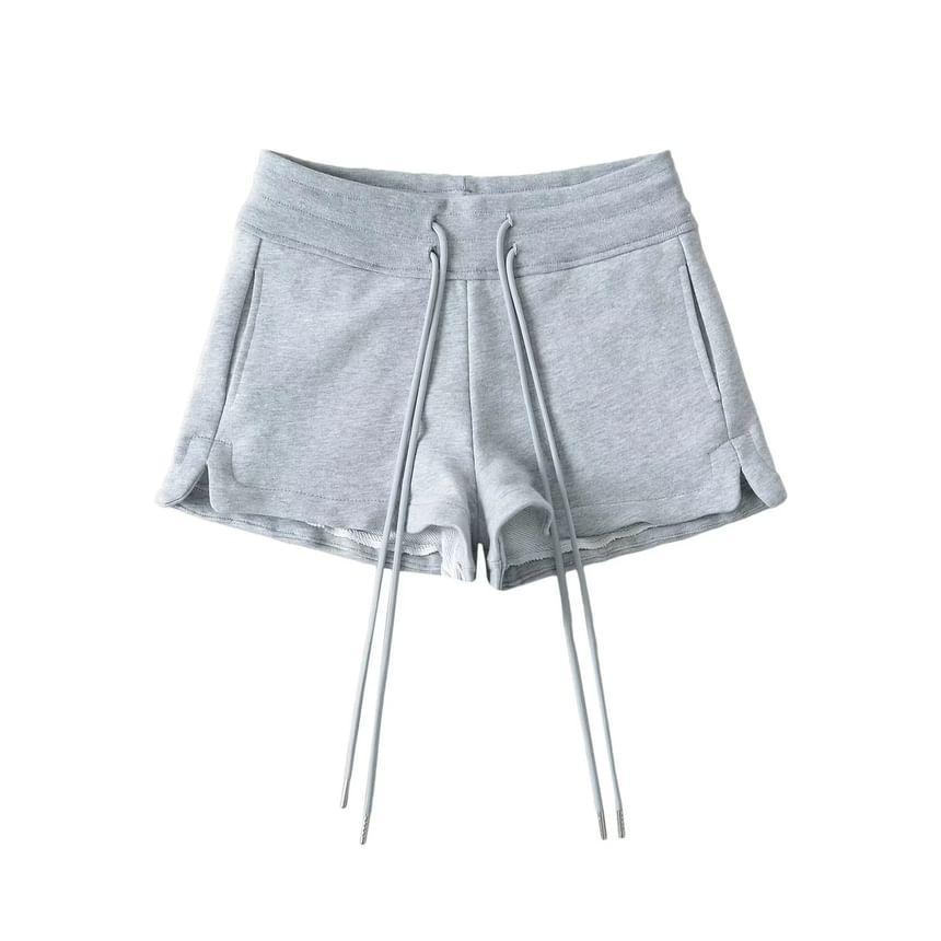 Drawstring Waist Slit Sweat Shorts Product Image