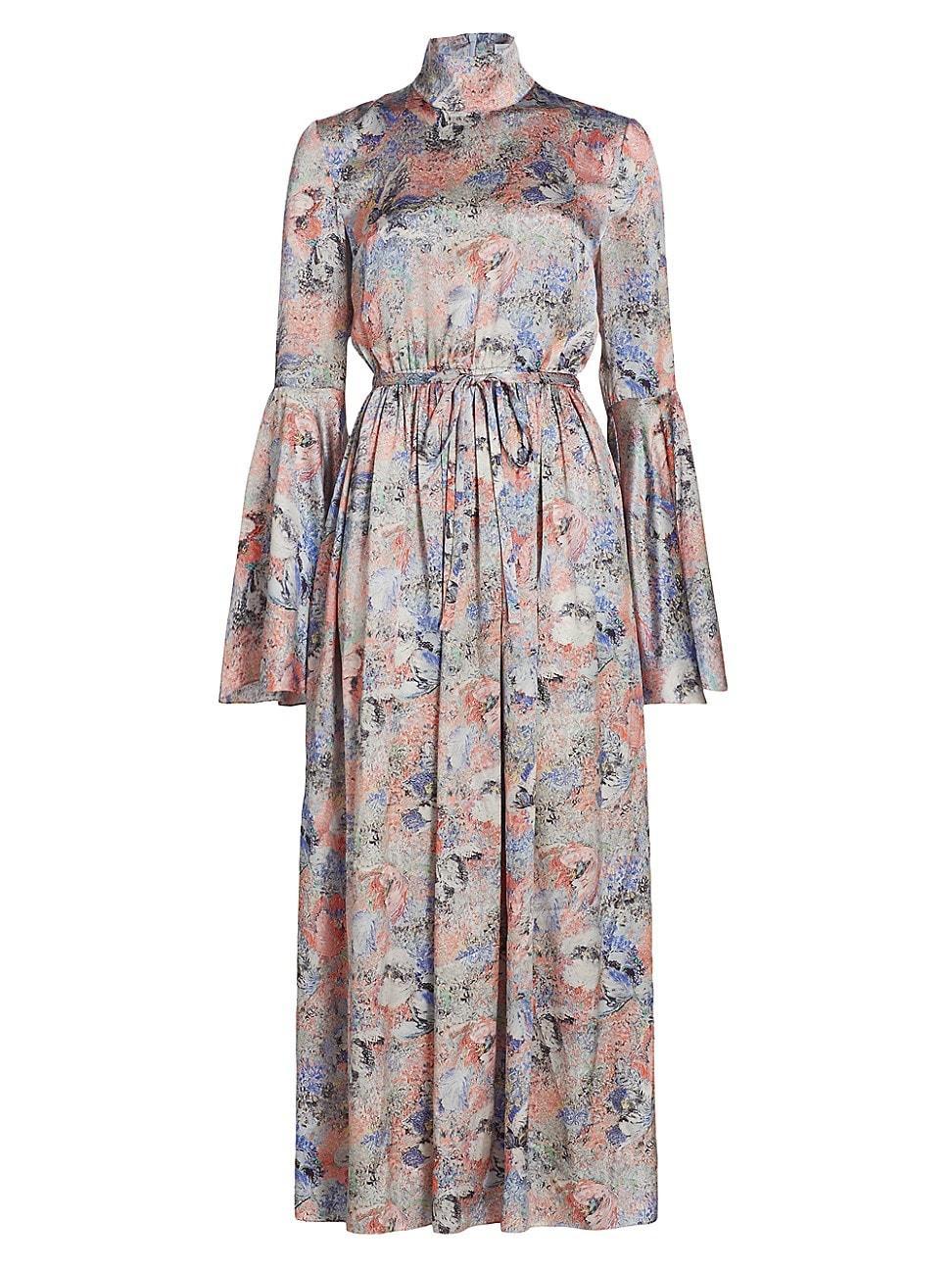 Womens Silk Bell-Sleeve Maxi Dress Product Image