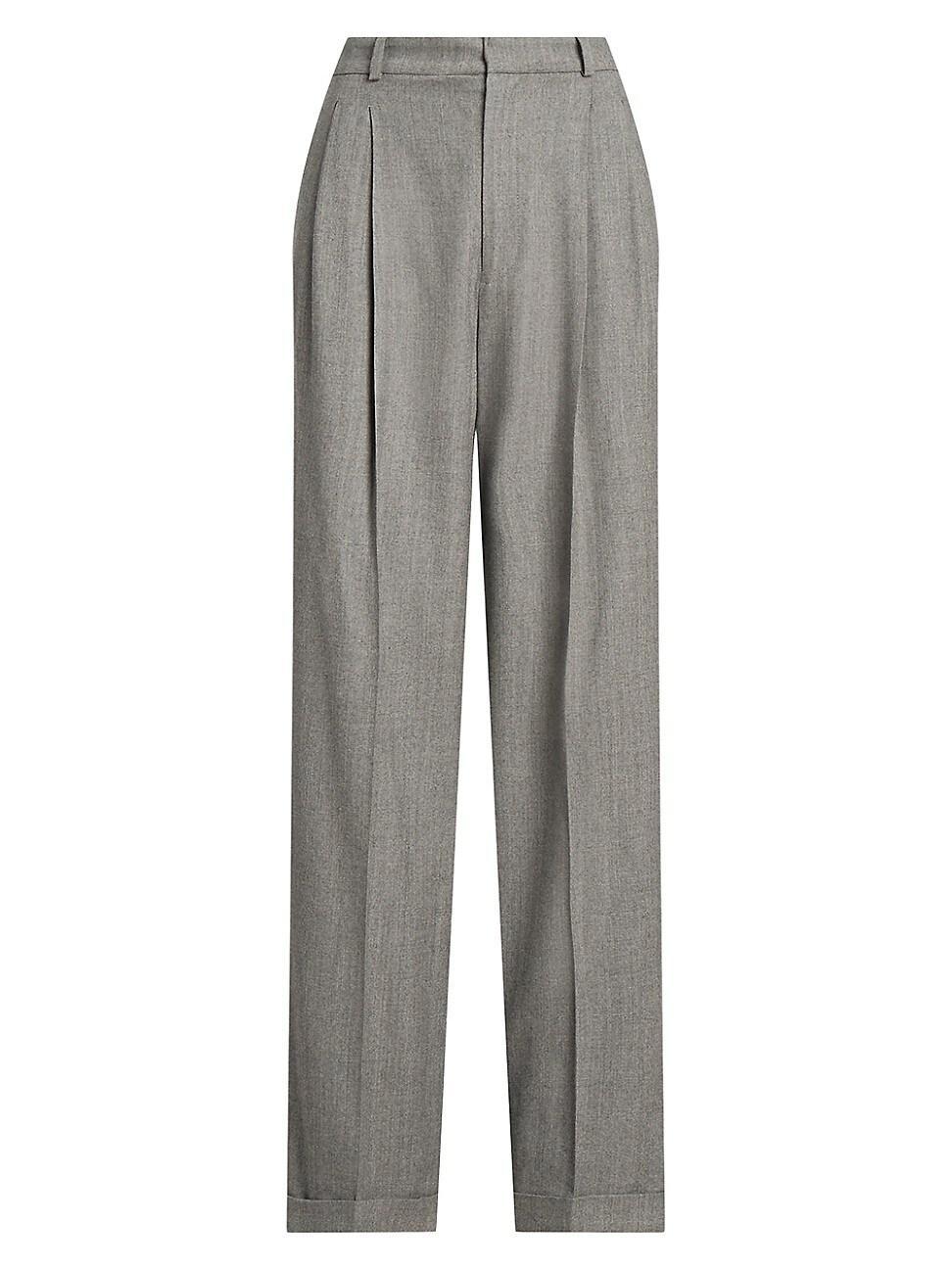 Womens Flannel Wool Straight-Leg Pants Product Image