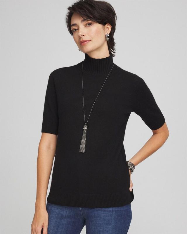 Women's Cashmere Elbow Sleeve Mock Neck Sweater Product Image