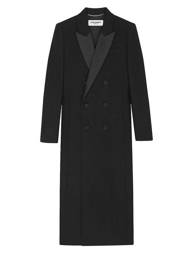 Womens Double Breasted Tuxedo Coat In Crepe Wool Product Image