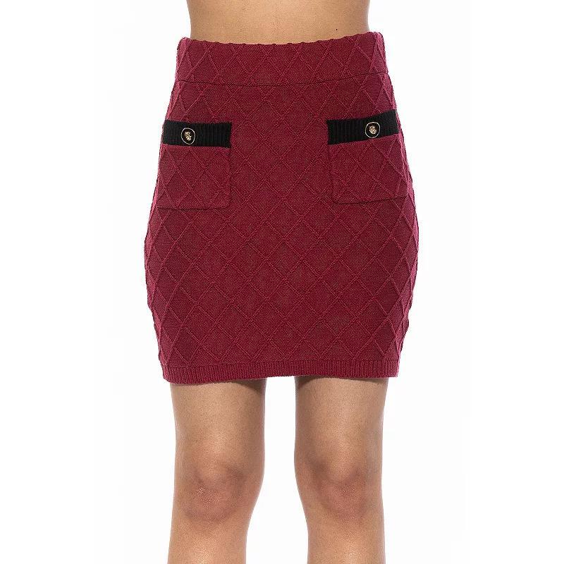 Womens ALEXIA ADMOR Bex Knit Contrast Front Pocket Patch Mini Skirt Blue Blue Product Image