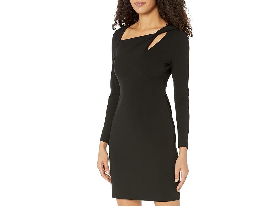 DKNY Womens Draped Sheath Dress - Black Product Image