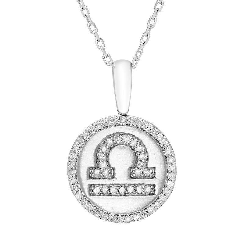 Its Personal Sterling Silver 1/6 Carat T.W. Diamond Zodiac Sign Necklace, Womens Cancer Product Image