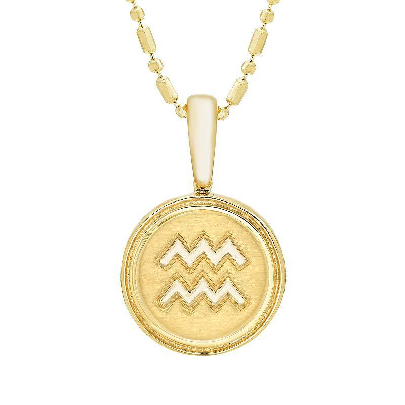 Its Personal 14k Gold Zodiac Aquarius Medallion Pendant Necklace, Womens Yellow Product Image