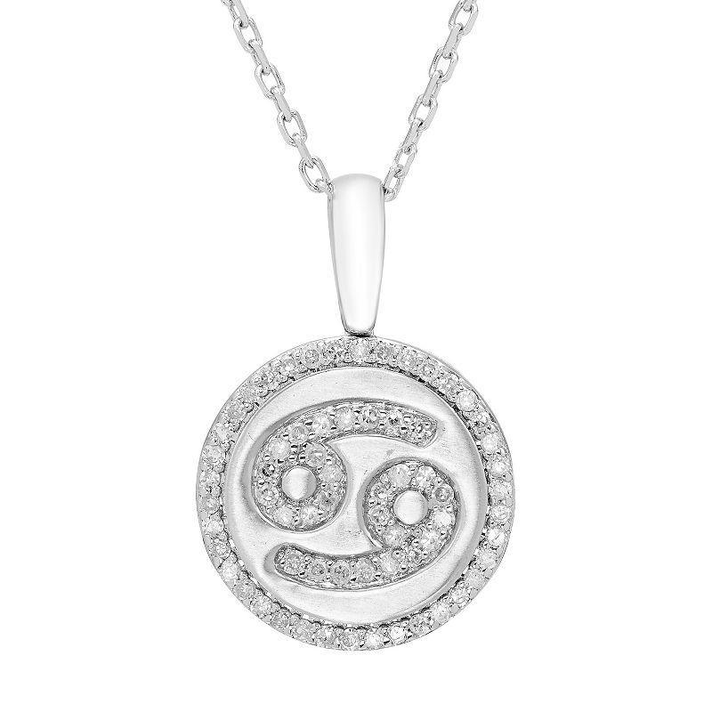 Its Personal Sterling Silver 1/6 Carat T.W. Diamond Zodiac Sign Necklace, Womens Cancer Product Image