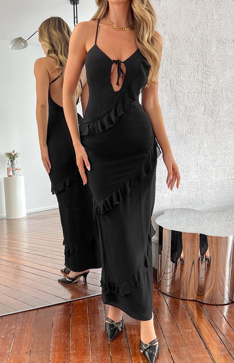 Naomi Black Chiffon Maxi Dress Product Image