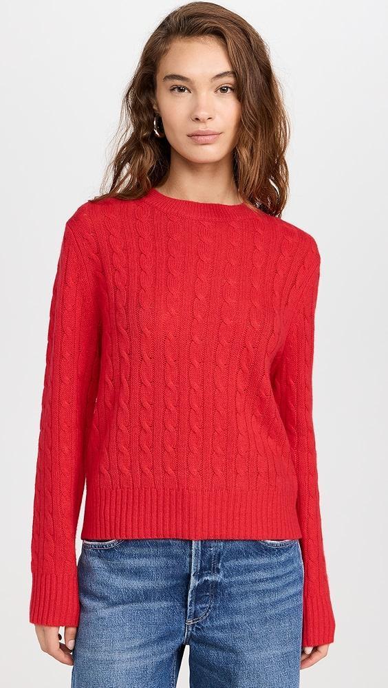 White + Warren Cashmere Featherweight Cable Crew Sweater | Shopbop Product Image