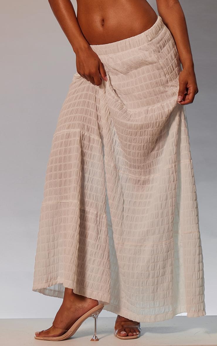 White Bubble Textured Maxi Skirt Product Image