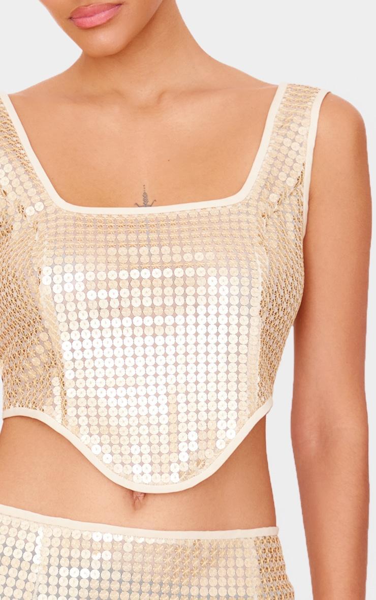 Gold Chain Sequin Corset Top Product Image