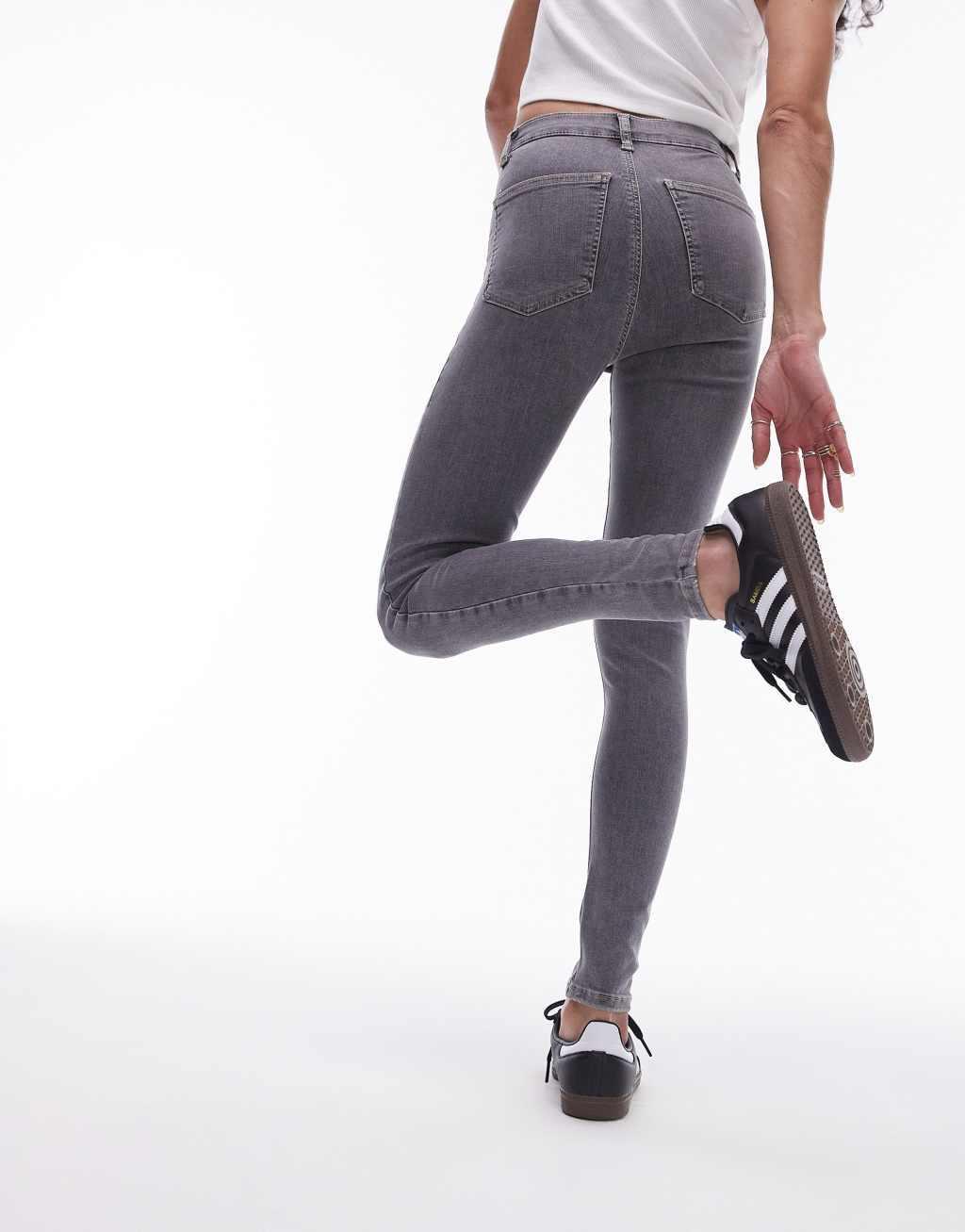 Topshop joni jeans in gray Product Image