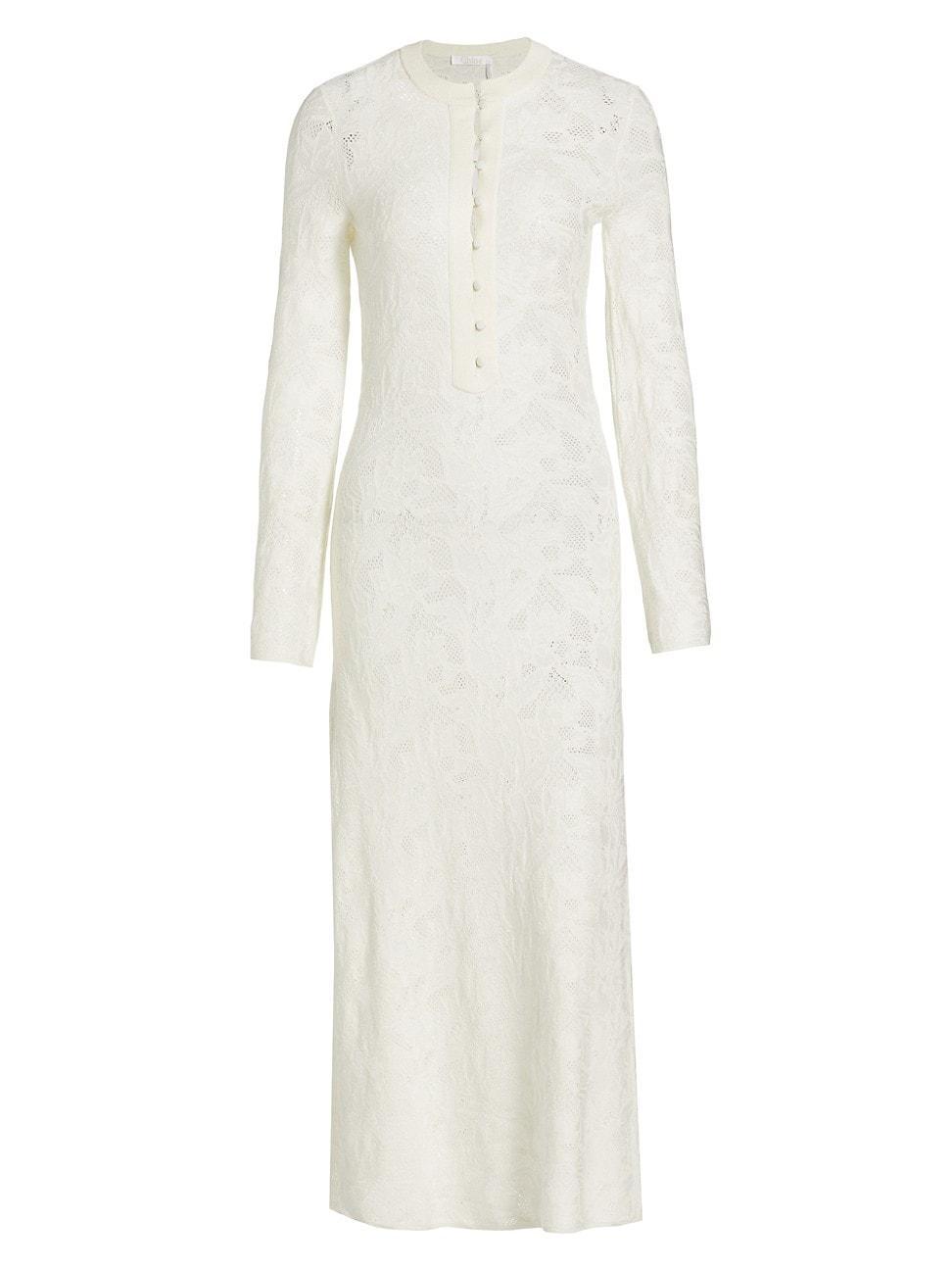 Womens Embroidered Wool & Silk Midi-Dress Product Image