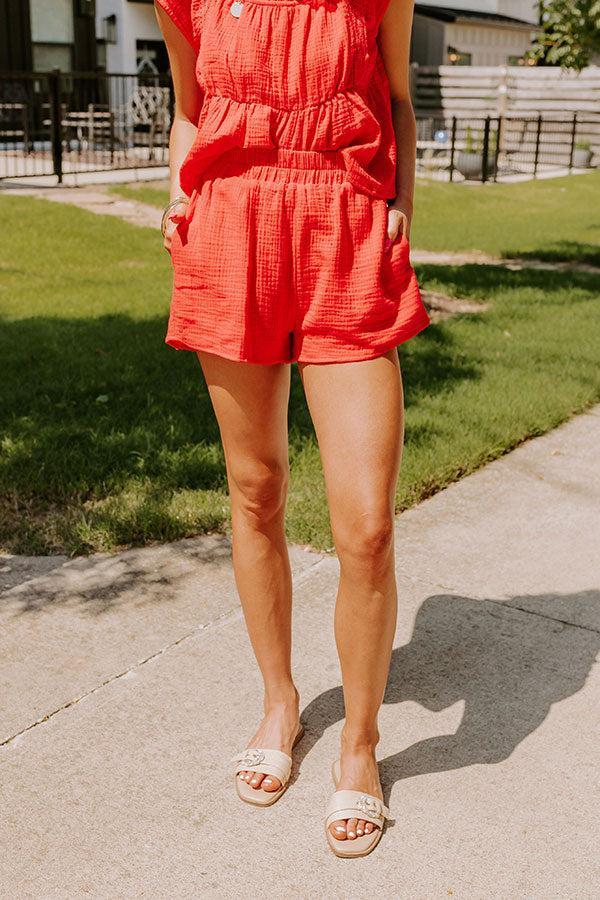 Americana Attire High Waist Shorts in Red Product Image