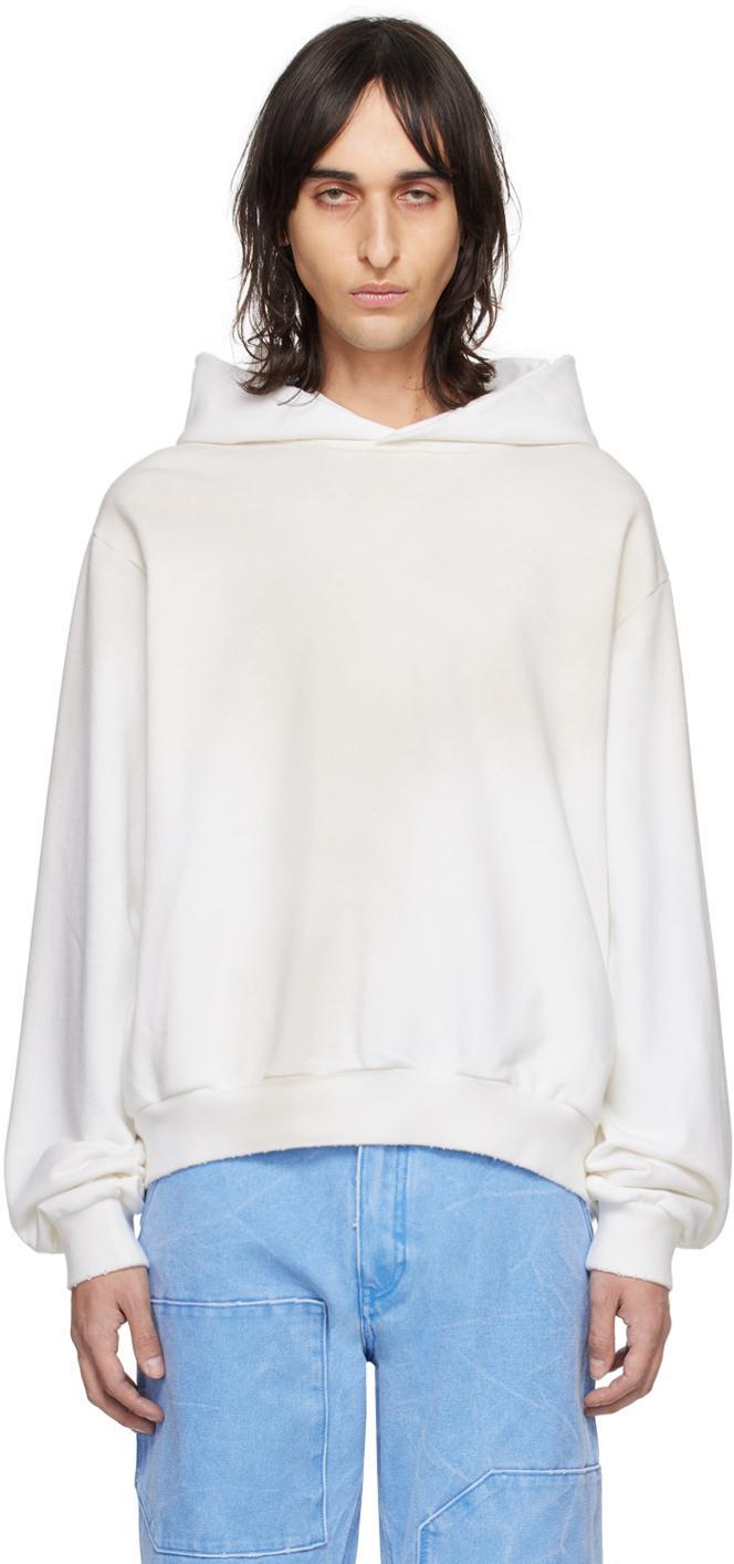 Off-white Distressed Hoodie In Dc6 Dusty White Product Image