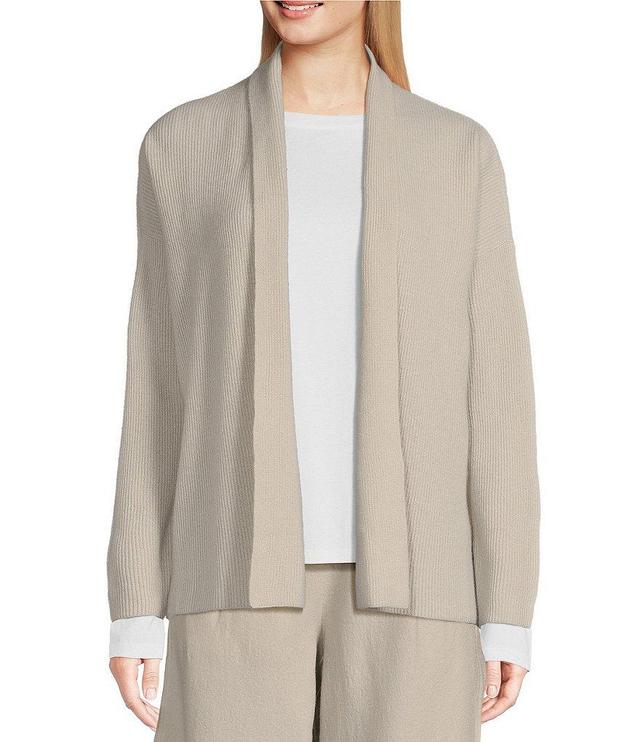 Eileen Fisher Italian Cashmere Shawl Neck Long Sleeve Boxy Cardigan Product Image