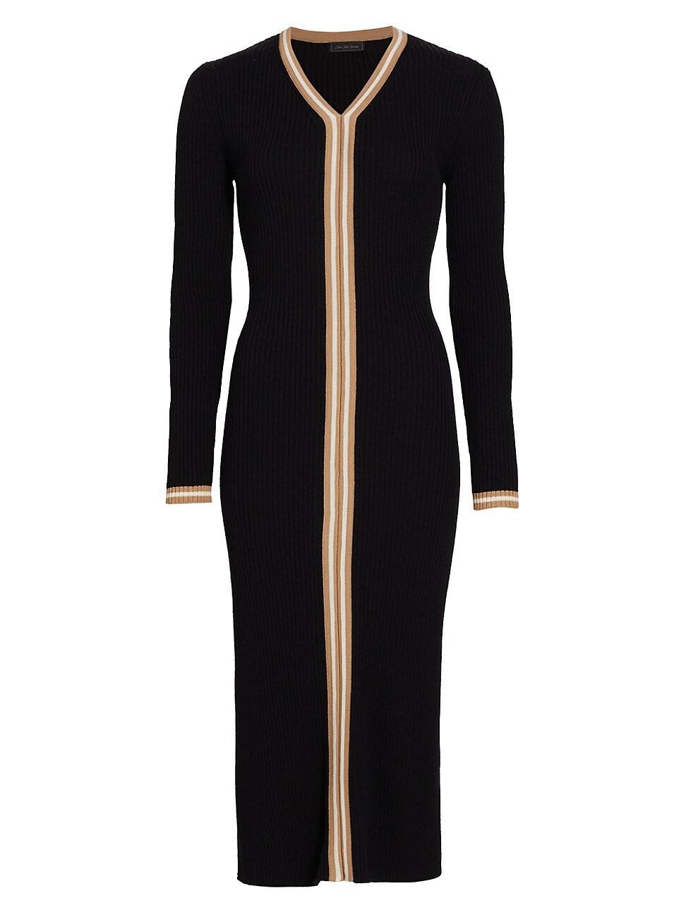 Womens Contrast Rib-Knit Midi-Dress Product Image