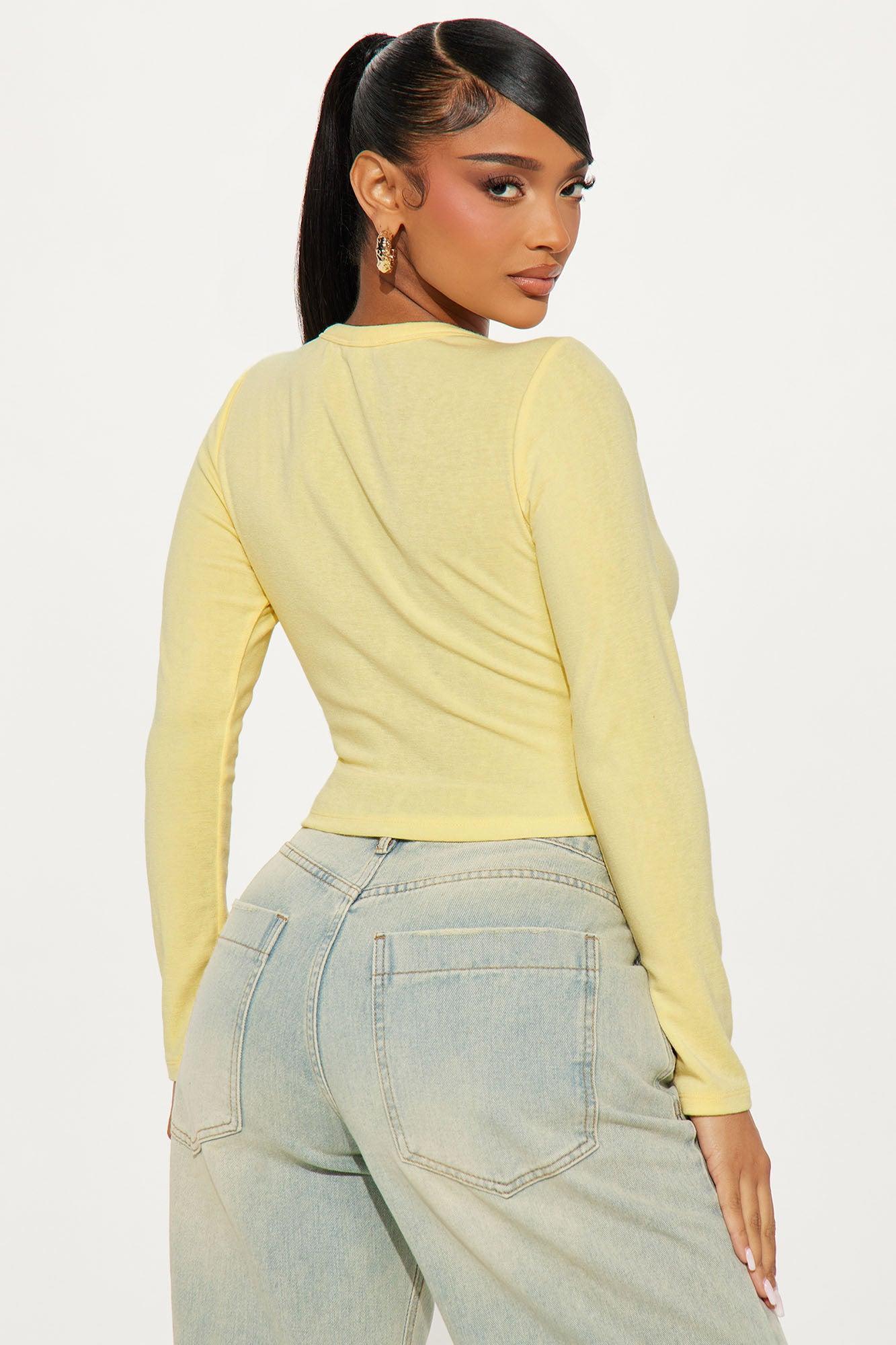 Camille Button Front Top - Yellow Product Image