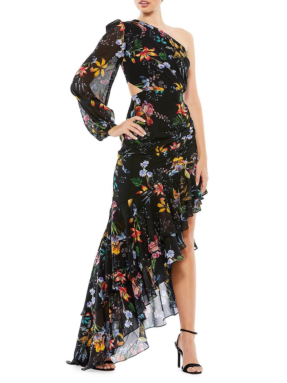 Womens Ieena Floral Slit-Sleeve Asymmetric Gown Product Image