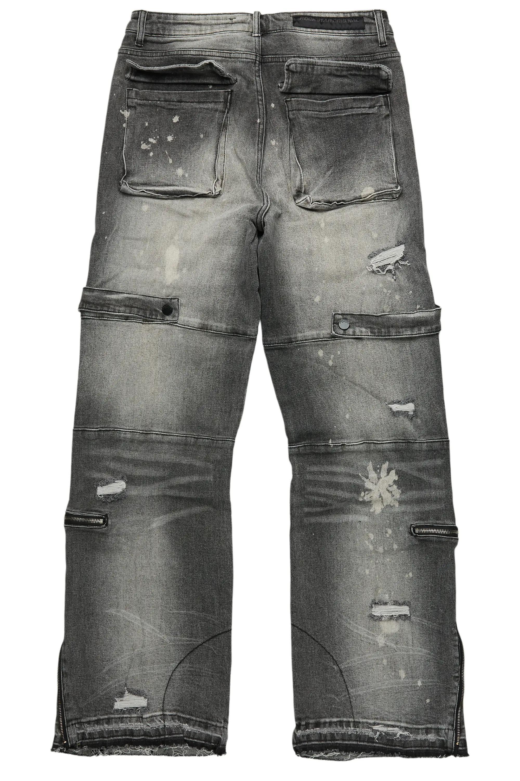 Grib Grey Bleach Baggy Jean Male Product Image