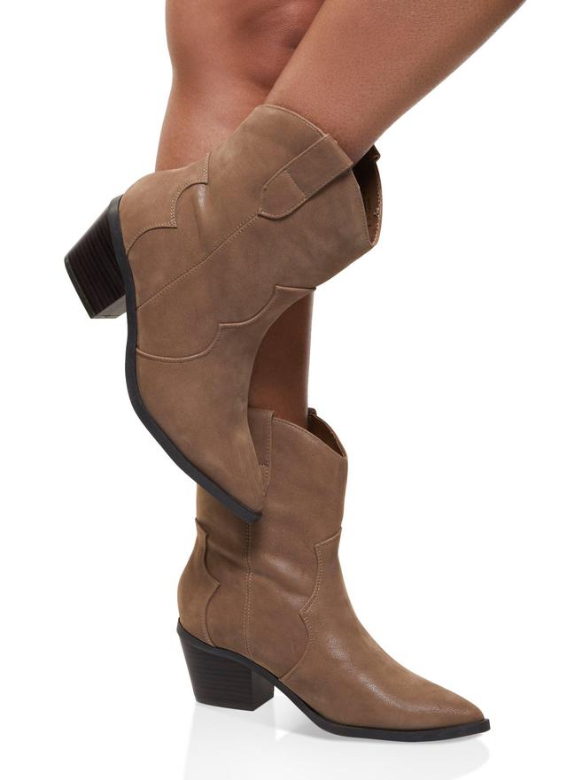 Womens Pointed Toe Mid Heel Cowboy Boots Product Image