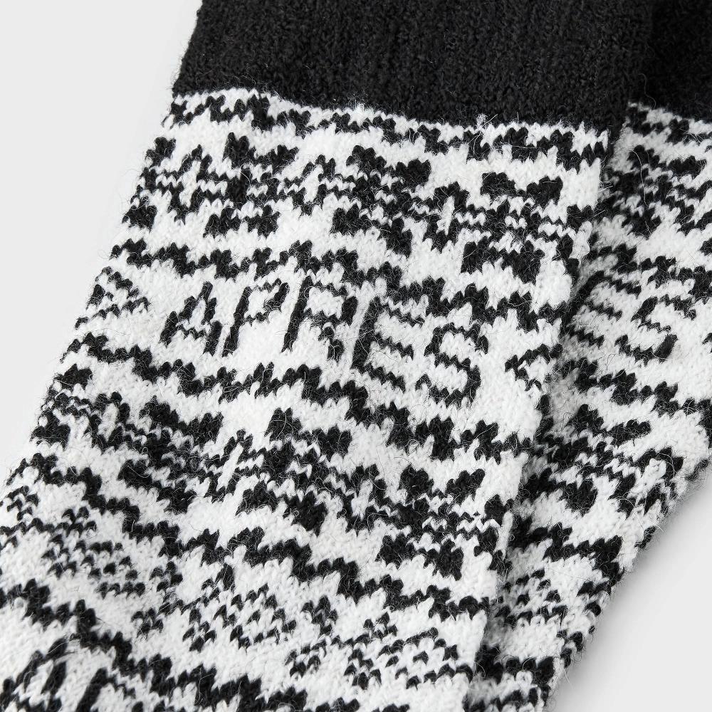 Women's Cozy Knit Fair Isle 'Apres' Crew Socks - A New Day™ Black/Ivory 4-10 Product Image