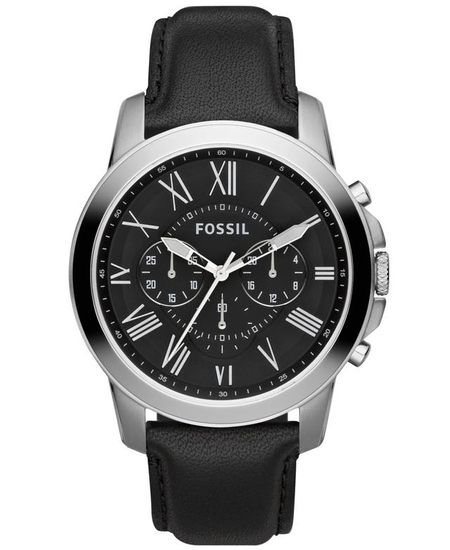 Men's Fossil Grant Chronograph Black Leather Strap Watch with Black Dial (Model: Fs4812) Product Image