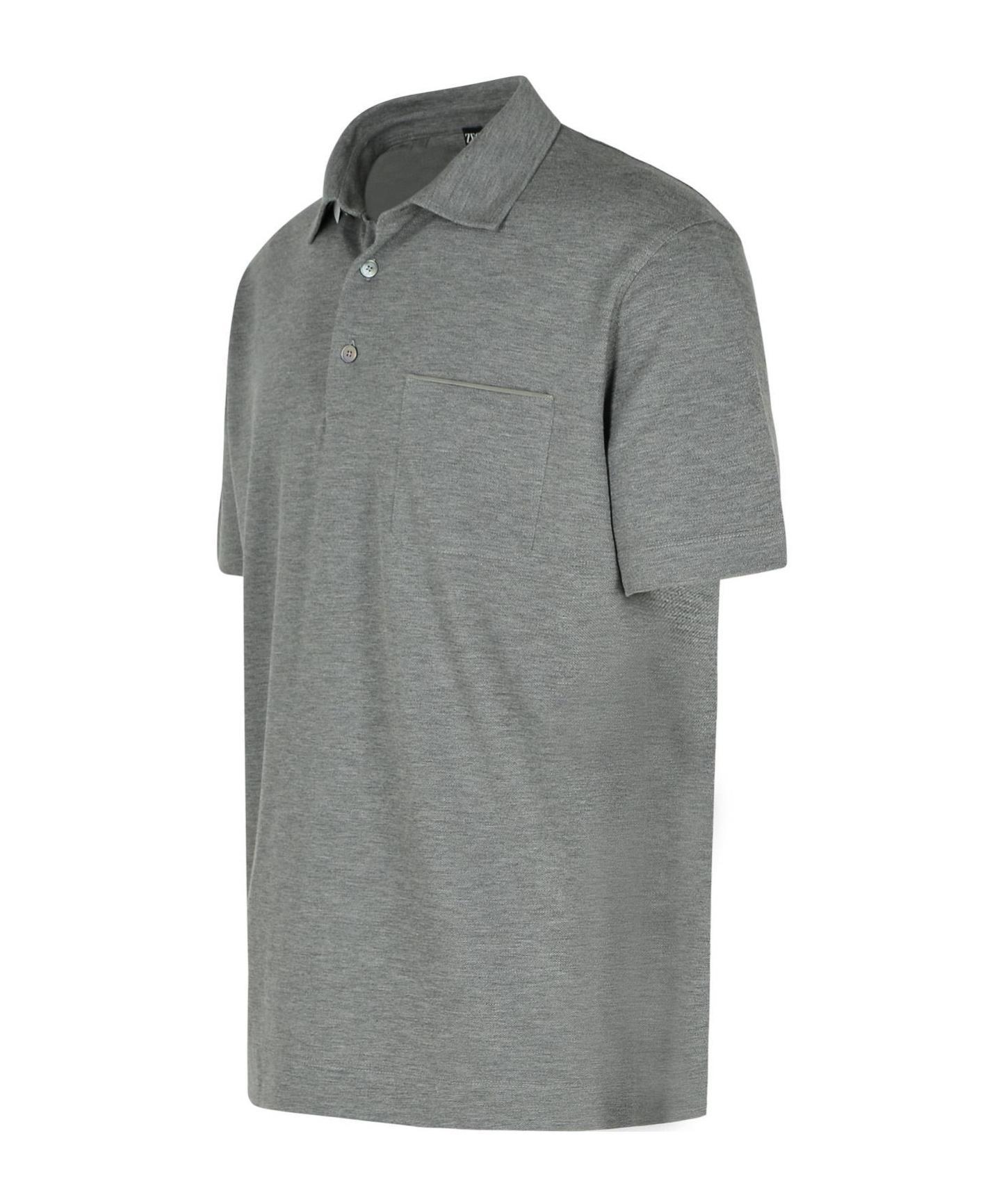 ZEGNA Grey Cotton Polo Shirt Product Image