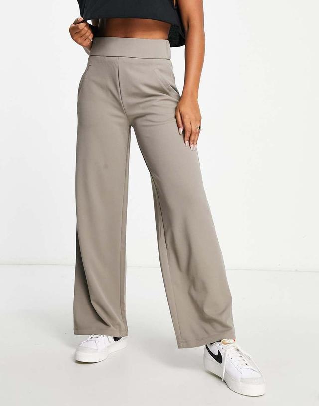 JDY wide leg tailored pants in mushroom - part of a set Product Image