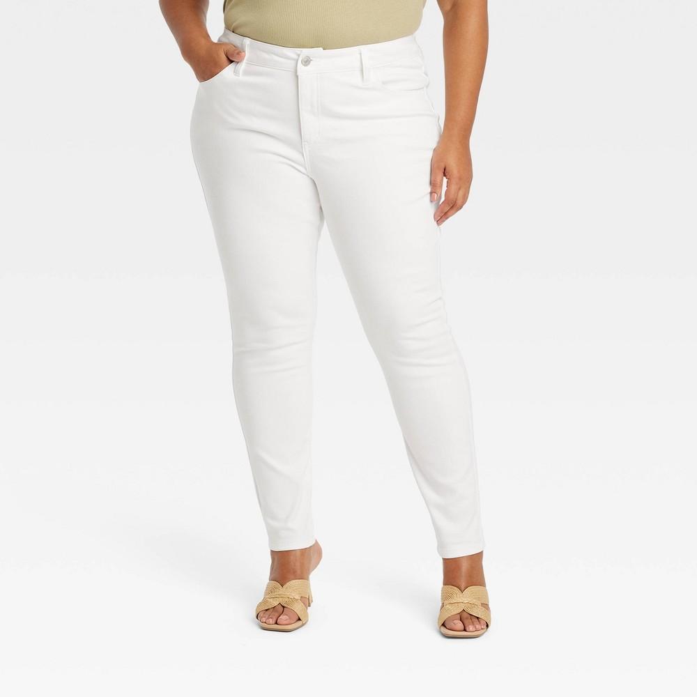 Womens Mid-Rise Skinny Jeans - Ava & Viv White 24 Product Image