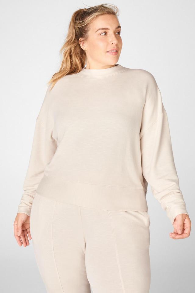 Fabletics Luna Long-Sleeve Pullover Womens Latte plus Size 4X Product Image