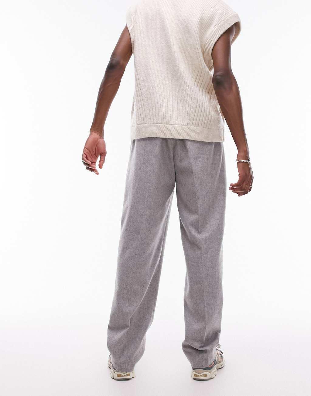 Topman wide leg wool mix elasticated waistband pants Product Image