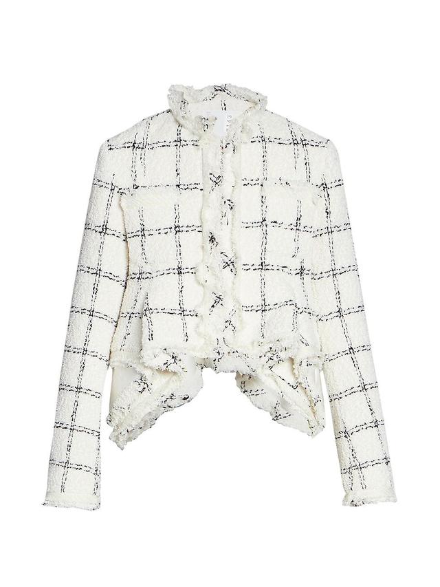 Womens Tweed Check Ruffle Jacket Product Image