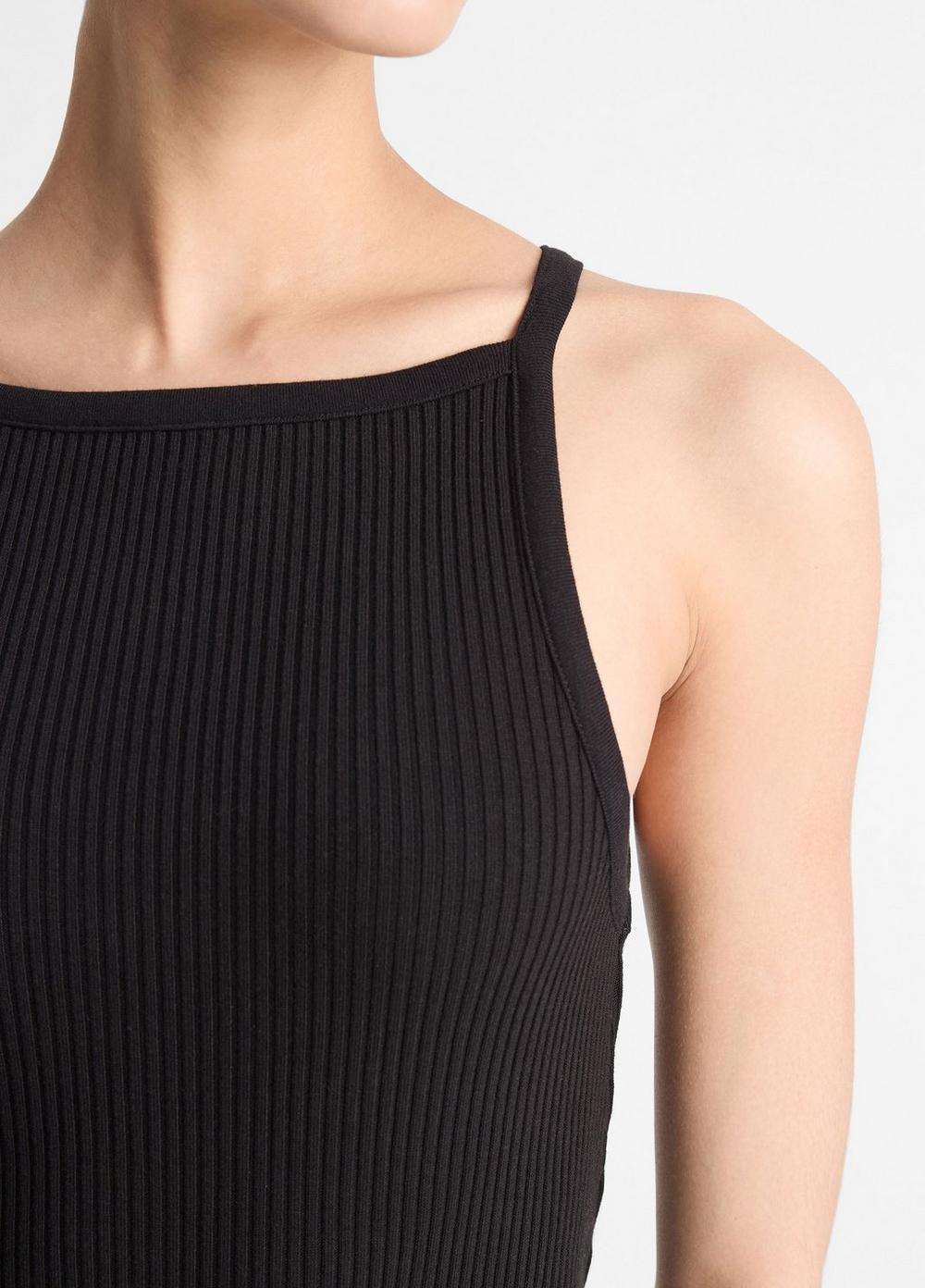 Cotton-Blend Ribbed High-Neck Tank Dress Product Image