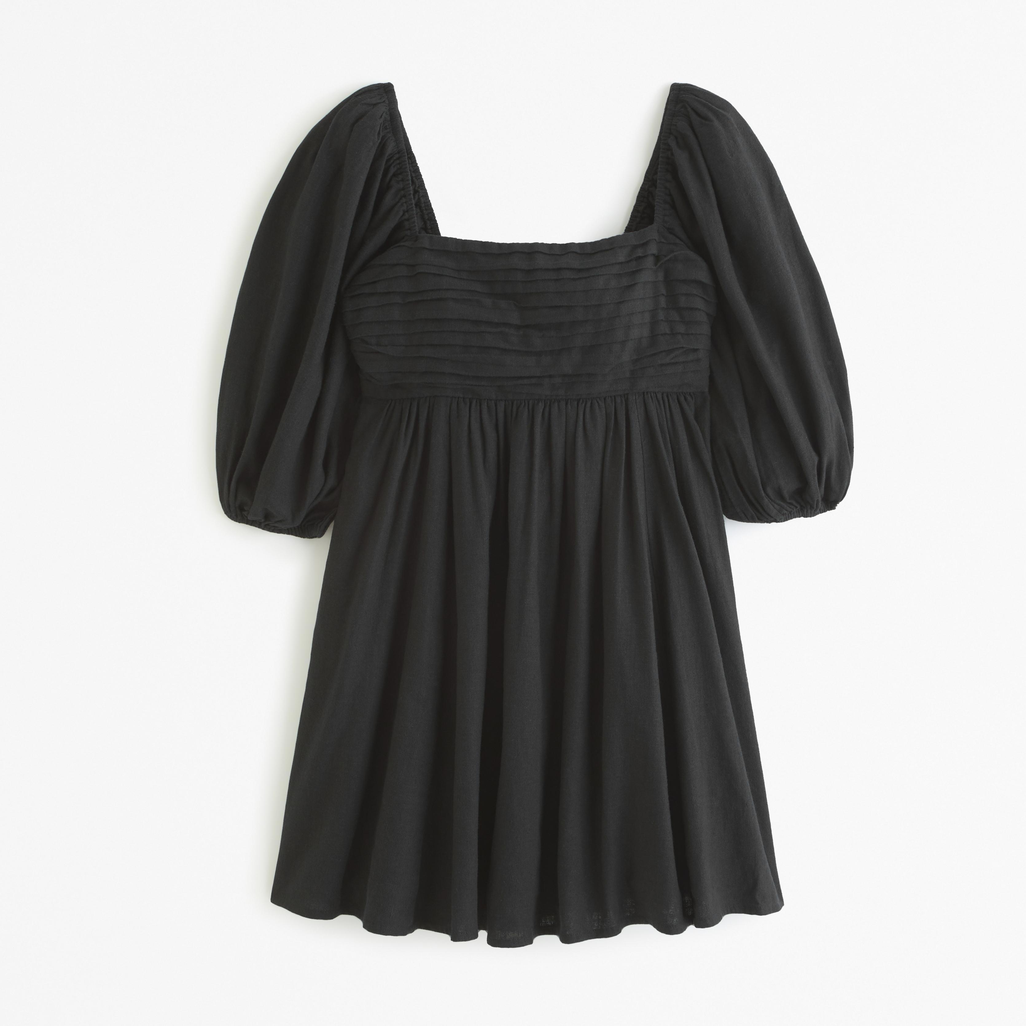 The A&F Emerson Linen-Blend Puff Sleeve Mini Dress Product Image