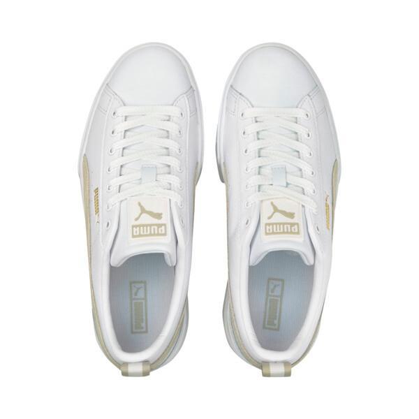 PUMA Mayze Leather Women's Sneakers in White/Peyote Product Image