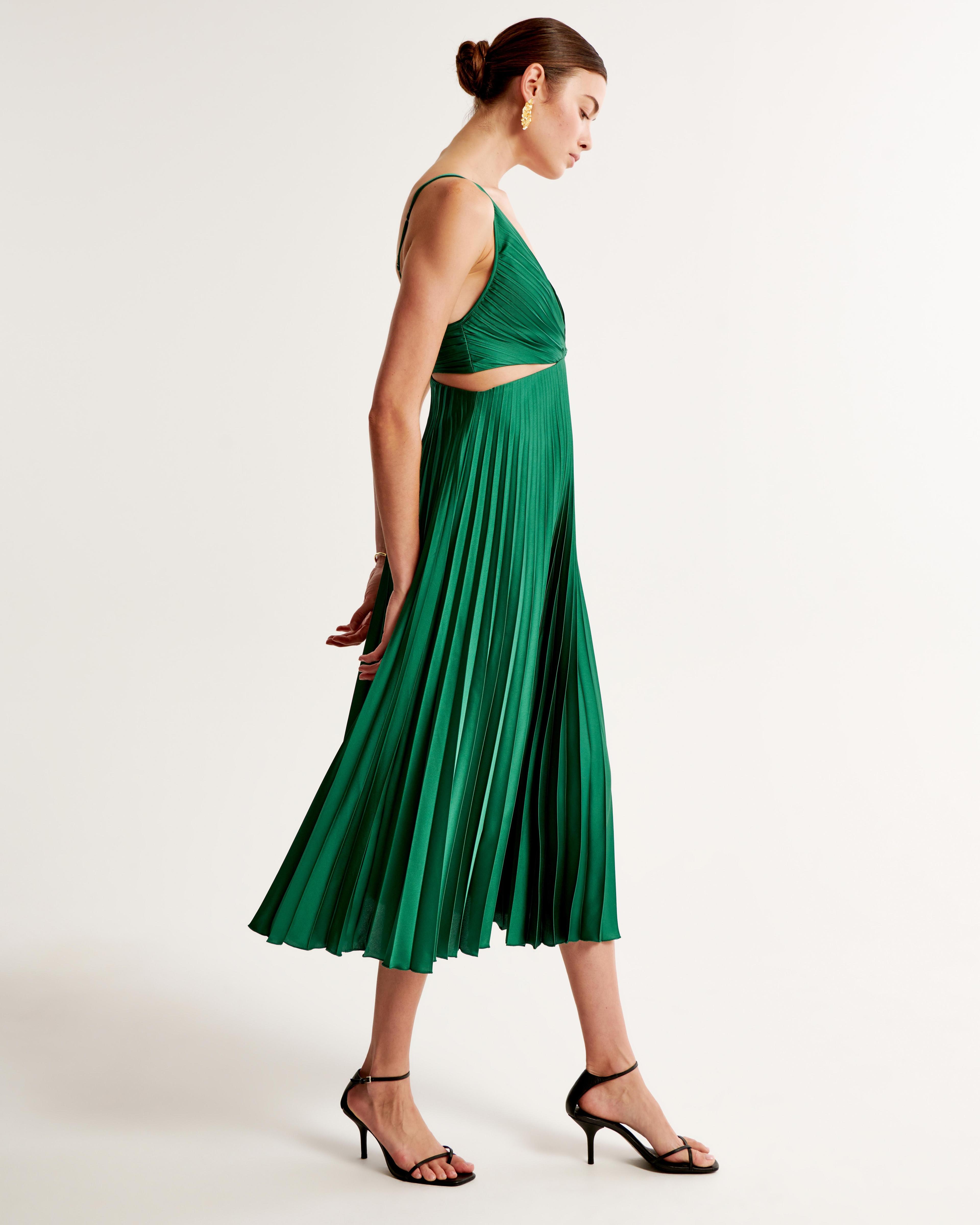 The A&F Giselle Pleated Cutout Maxi Dress Product Image