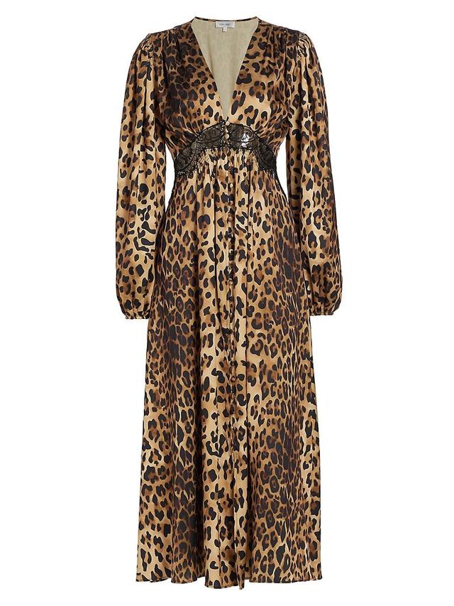 Womens Melodie Satin Cheetah-Print Midi-Dress Product Image