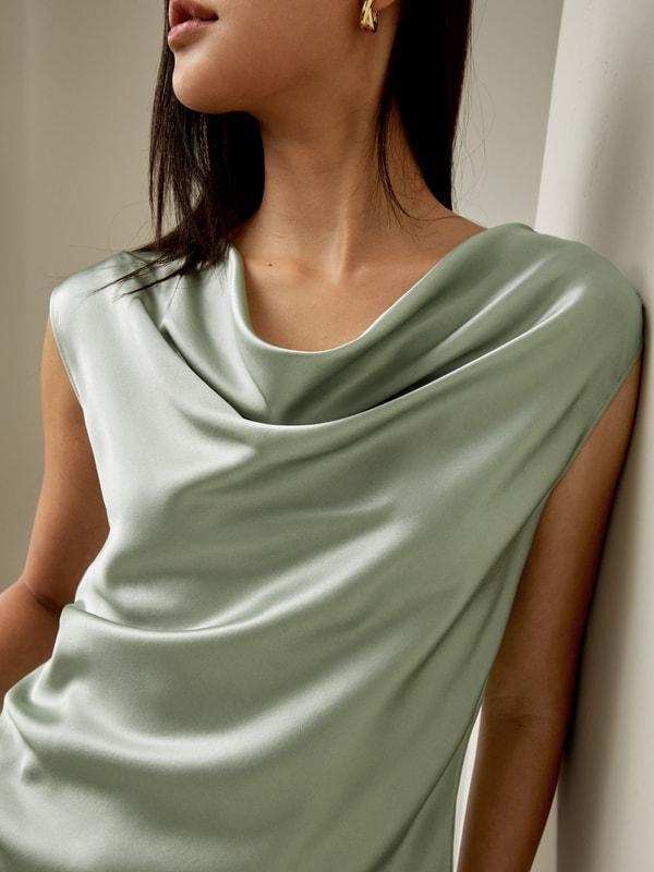 Silk Charmeuse Cowl Neck Top Product Image