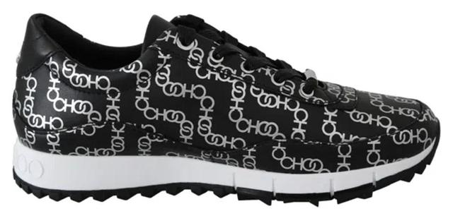 JIMMY CHOO Black And Silver Leather Monza Sneakers In Black | Silver Product Image