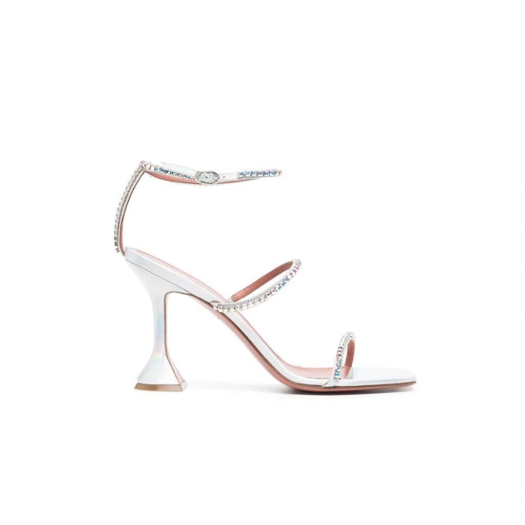 Gilda 95mm Embellished-strap Sandals In Silver Product Image