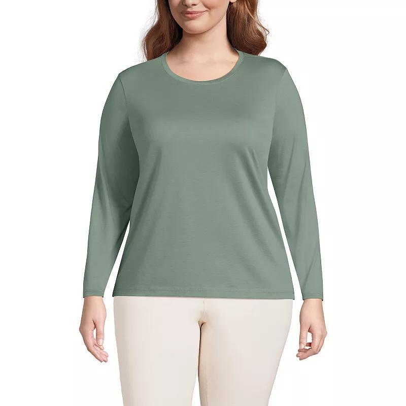 Plus Size Lands End Relaxed Supima Cotton Crewneck Tee, Womens Baltic Blue Product Image