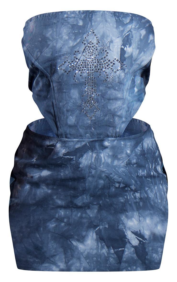 Washed Blue Diamante Trim Corset Dress Product Image